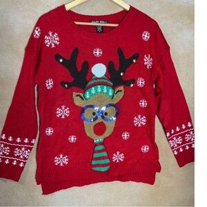 United States Sweater Reindeer Ugly Christmas Sweater Women's Medium Red